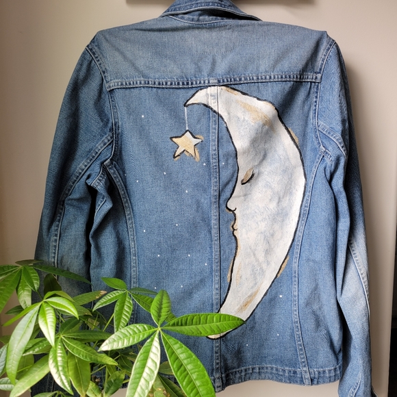 red fox Jackets & Blazers - Jean jacket handpainted